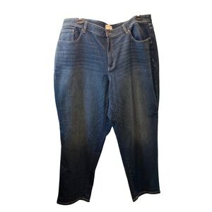 Lane Bryant Womens Size 22 Mid Rise Boyfriend Jeans Dark Wash Blue Denim Relaxed